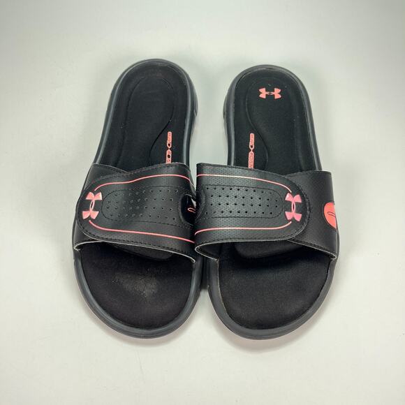 Under Armour Ignite VIII Slides Black Slip On Sandals 1287319-006 Women’s Size 9 - Picture 3 of 9